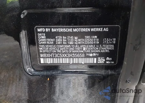 2019 BMW X1 xDrive28I z USA, uszkodzony, nr VIN WBXHT3C5XK3H35658